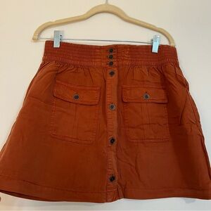 Rust Button-Front Skirt
